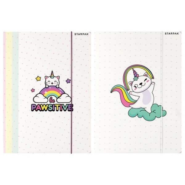 Vit Catcorn mapp med gummi A4