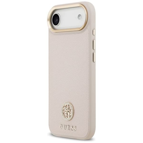 Coque Guess Grained Strass Logo MagSafe för iPhone Air - Rosa