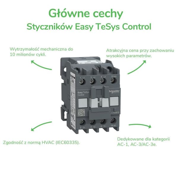 Effektkontakt, Easy TeSys Control, AC-3, 6 A, 3 poler (1 NF), spole 24 V DC