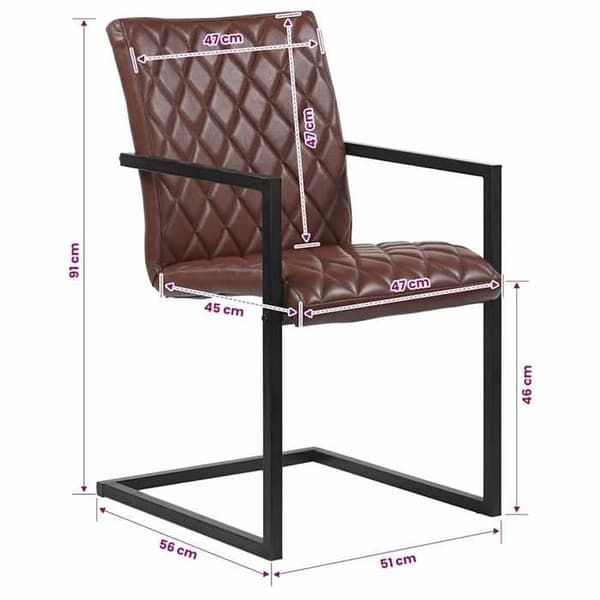 vidaXL Cantilever Matstolar 2st Brunt Äkta Läder