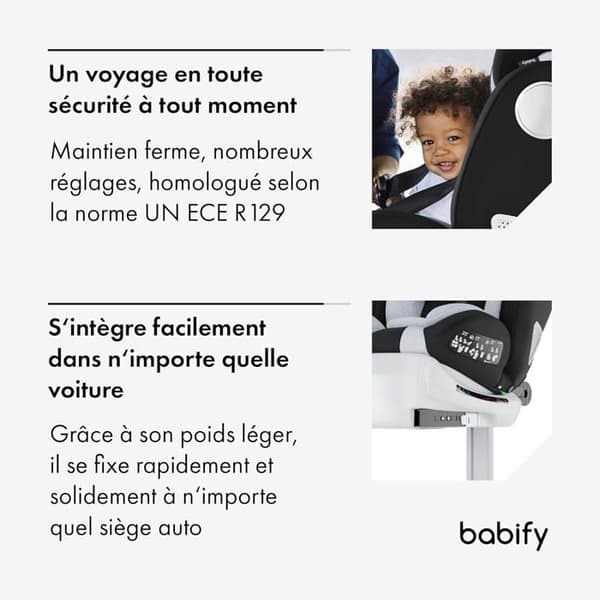 Babify Bilbarnstol 0-36 Kg Svängbar 360° Isofix Grå Lutbar