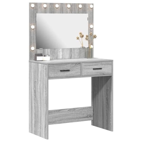 Coiffeuse med LED-belysning Grå Sonoma 78,5x41x135 cm