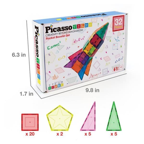 Byggspel - TACTIC - PICASSOTILES - 32 bitar - Rymdtema - Magnetisk