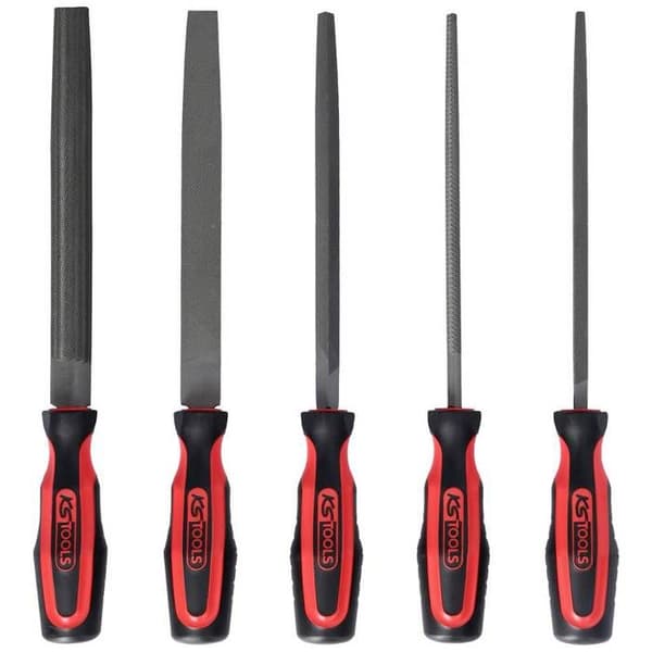 Filsats - KS TOOLS - 5 st - 200 mm - Pressad - Halvmjuk