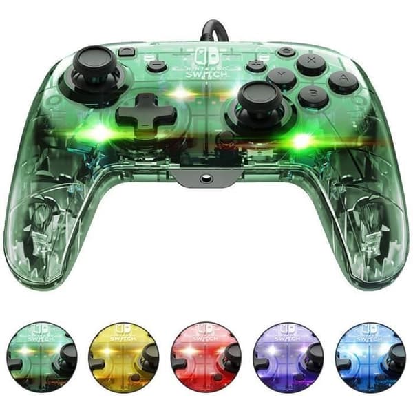Trådbunden kontroller för Nintendo Switch - PDP - Afterglow - LED-belysning - Transparent