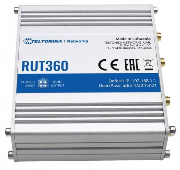 Routeur - Teltonika - RUT360 - LTE Cat6 - 3G/4G - IPSEC VPN-säkerhet