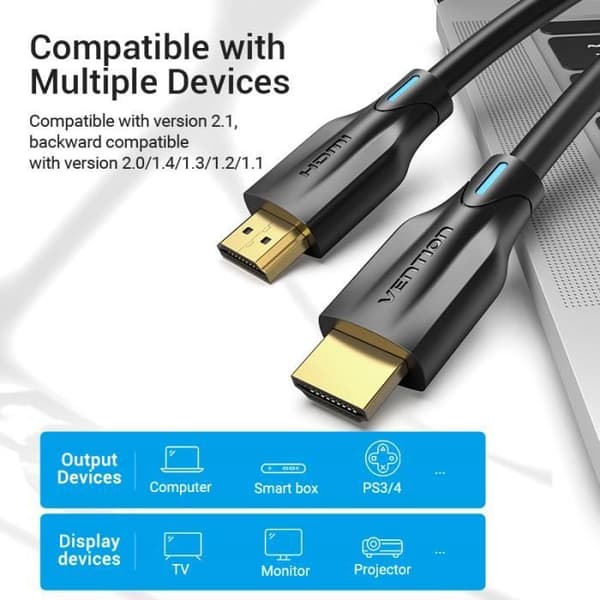 HDMI 2.1-kabel - VENTION - 2m - 48Gbps - Dolby Vision - Dynamisk HDR - 8K @ 60Hz