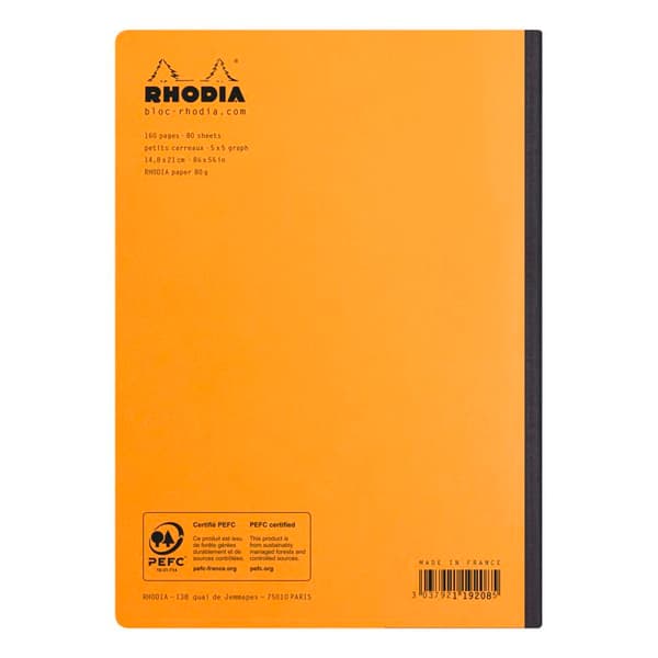 Mikropärs bok 160 sidor A5 små rutor Rhodia Classic Komposition