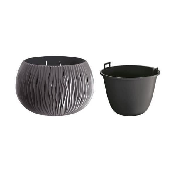 Prosperplast Blomkruka med insats 3,9L antracit Sandy Bowl