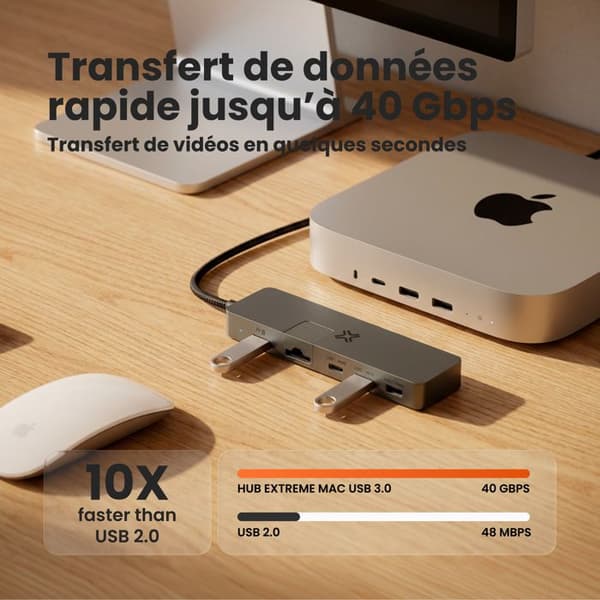 USB-C-hubb - MAX PLUS - MacBook M1 - 3 USB-C-portar - 100 W - Gigabit Ethernet