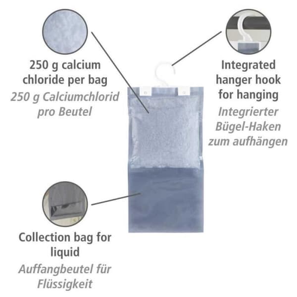 Hängande avfuktare - WENKO - 4-pack - Lavendeldoft - 250 g - Grå