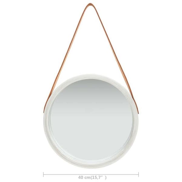 vidaXL Väggspegel med Rem 40 cm Silver 320362