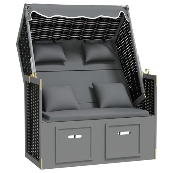 vidaXL Strandkorg med polykuddar, solid svart anthracite rotting 318662