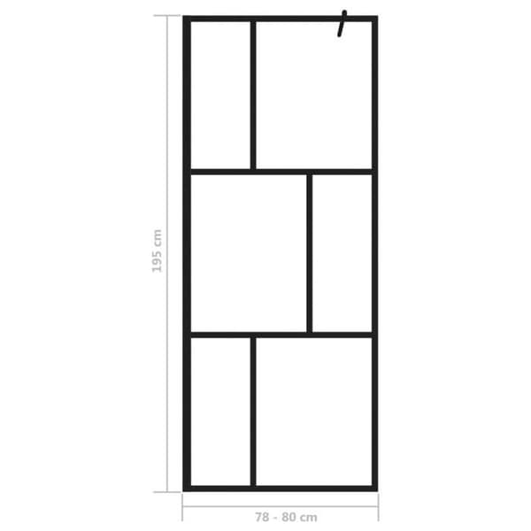 Duschvägg - vidaXL - 80x195 cm - Härdat glas - Svart - Sprutsäker