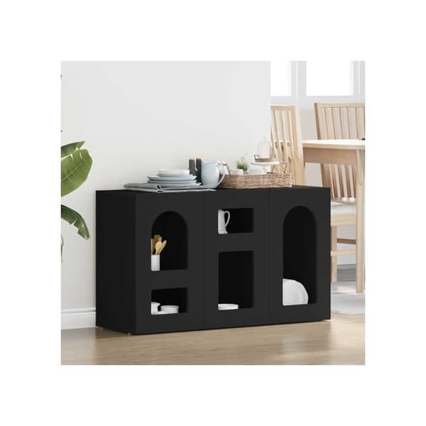 Modern buffet i ingenjörsträ - vidaXL - Svart - 100x35x59 cm - Matrum - Rektangulär