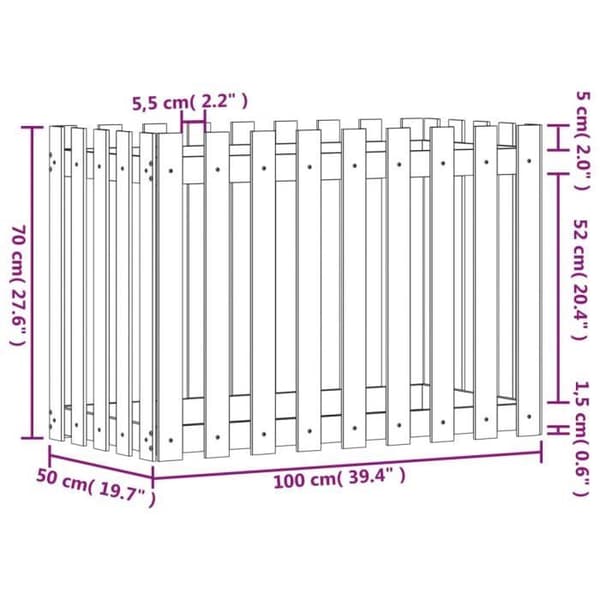 vidaXL Garden Raised Bed Staket Design Solid Douglas Wood 832485