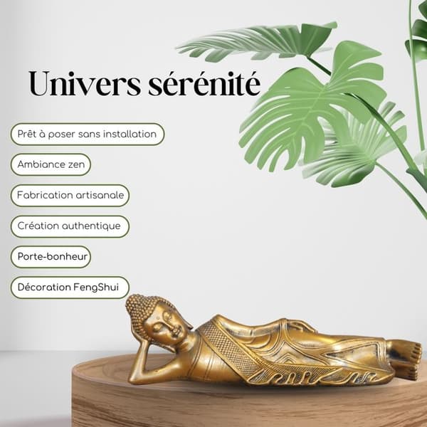 Sovande Buddha-statyn - Guld - 22 cm - Zen Dekoration - Presentidé för Välbefinnande