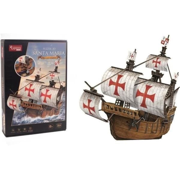 Puzzle 3D - Båt Santa Maria - Byggspel - EXPLORA - 204 bitar - Från 8 år