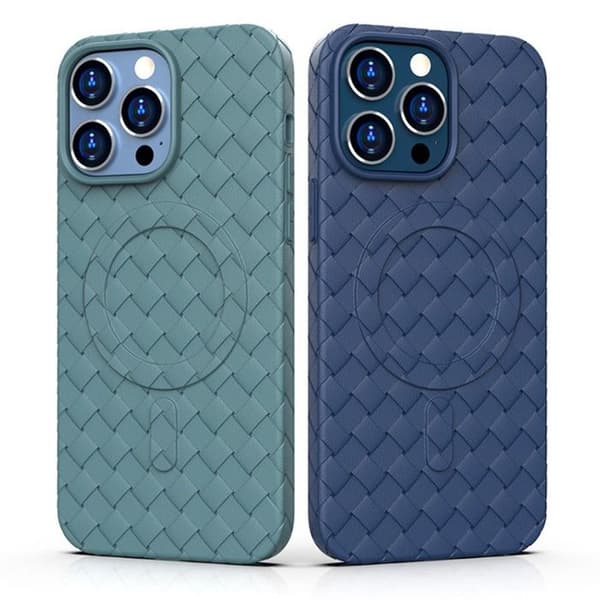 Lila vävd fodral för iPhone 15 Pro Max med MagSafe