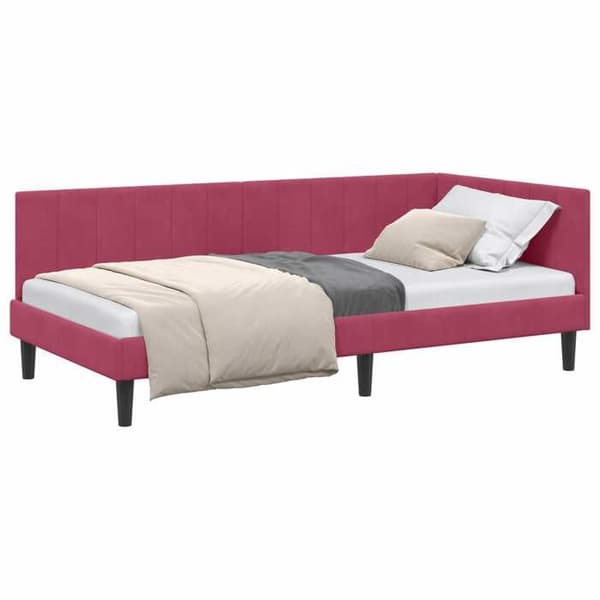 vidaXL Hörnsängram Bordeaux 90 cm x 200 cm Sammet 42016352