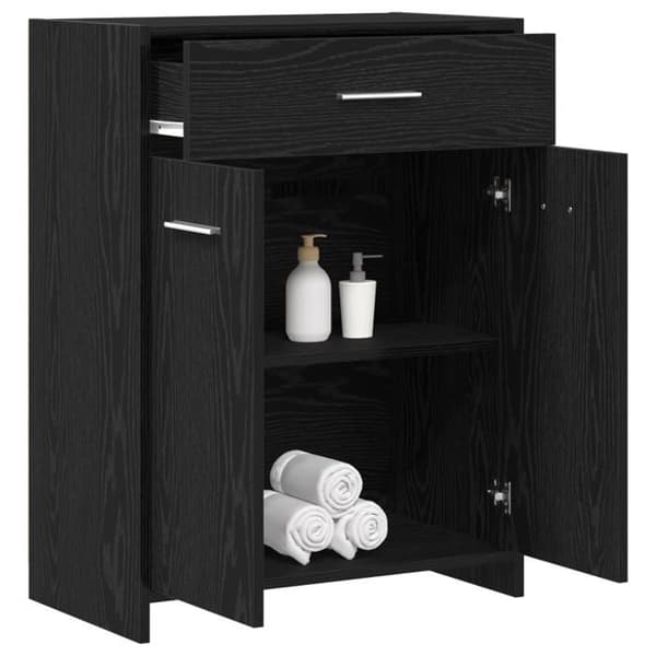 Badrumsmöbel - Svart Ek - 60x33x80 cm - Ingenjörsträ - Nutida design
