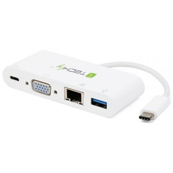 TECHLY USB-C till VGA/RJ45/USB-A/USB-C PD-adapter - IADAP USB31-DOCK2