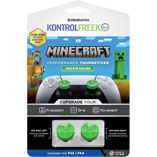 Pack med 2 Minecraft Performance Thumbsticks - STEELSERIES - KontrolFreek - Creeper Edition - För PS5|PS4 kontroller - Grön