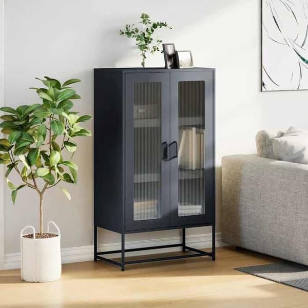 vidaXL Buffé hög antracit 68x39x123 cm stål 853358.