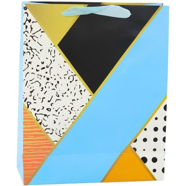 Presentpåse Lean Papperspåse med geometriska mönster 32 x 26 x 12 cm