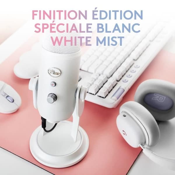 Mikrofon gamer - Trådad - Logitech G - Blå Yeti - USB - Vit