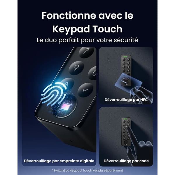 SwitchBot WiFi Pro Lås – Touch-tangentbord, Fingeravtryck, Matter, Alexa/Google, 15 metoder