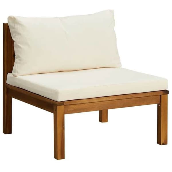 vidaXL 2-delad soffset och kuddar Cream White Solid Acacia 316285