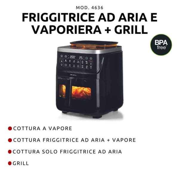 Ariete Luftfritös 7L 1700W Ånggrill Svart Modell 4636