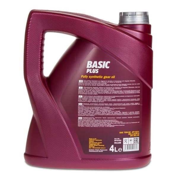 4 liter Basic Plus växelolja MANNOL SAE 75W-90 API GL 4+, MIL-L 2105, VW 501.50