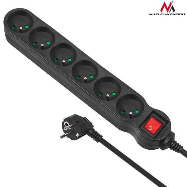 Multifunktionsuttag - MCE - 6 uttag - Ljusströmbrytare - 3 m - 2300W
