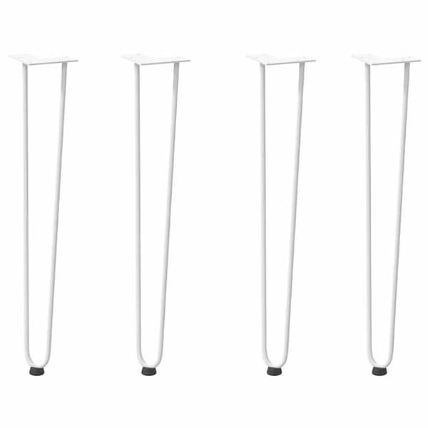 vidaXL Hårnålben för konsoler, set om 4, vit, 72 cm, massiv stål 4012425