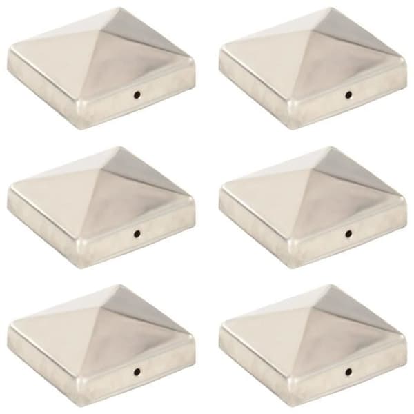 vidaXL Pyramidformade stängselstolpsproppar 6 st Inox 81x81 mm