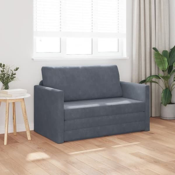 Sängsoffa på golvet 2 i 1 Mörkgrå 124x204x61 cm Sammet