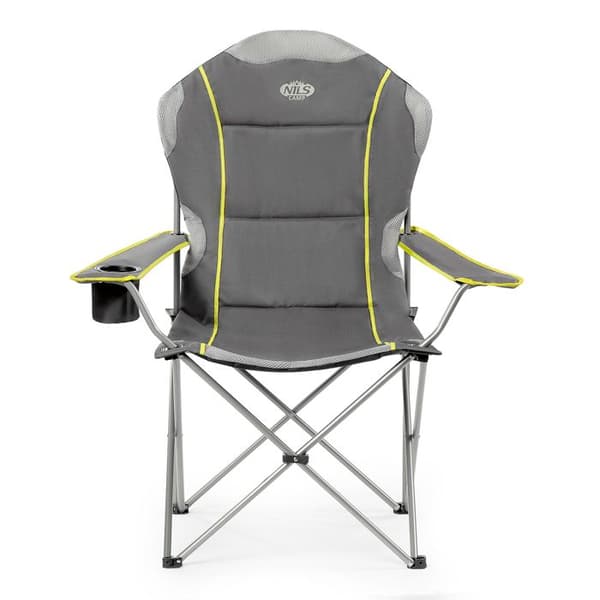 Fällbar campingstol - NILS CAMP - NC3080 - Grå-Lime - Maximal belastning 130 kg - Fällbar - Koppställ
