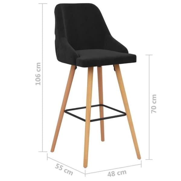 vidaXL barstolar 2 st Svart Sammet