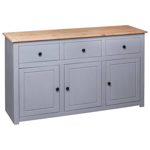 vidaXL Skänk Grå 135x40x80 cm Solid Pine Panama Sortiment 282704