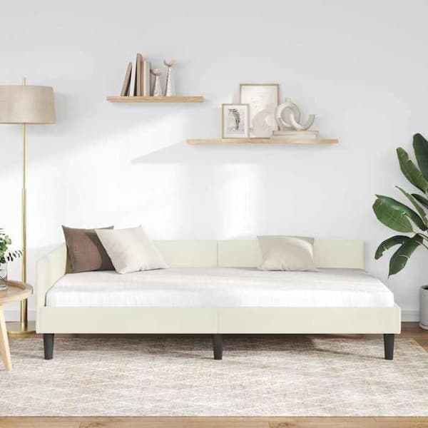 vidaXL Hörnsängram Kräm 90 cm x 200 cm Sammet 42016161