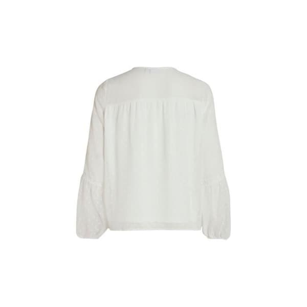 Långärmad blus med rosett vid kragen EDEE White