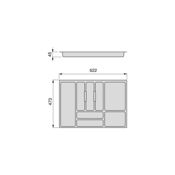 Emuca Bestickbricka Optima Vertex/Concept 500mm (16mm panel), 700, Vit plast, Plast.