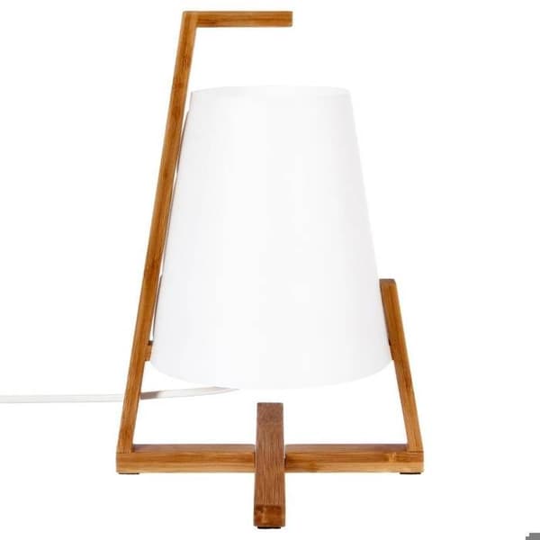 Lampa "Gong" vit bambu H32cm - Atmosphera Inredningsdesigner