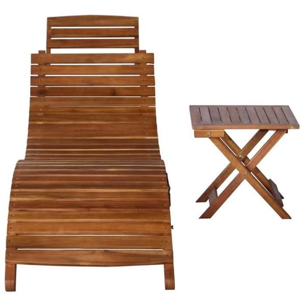vidaXL Solstol med bord Solid Acacia Wood Brown