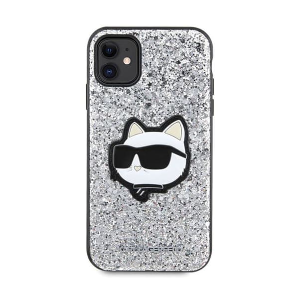 Karl Lagerfeld NFT Glitter Choupette Patch - Fodral för iPhone 11 (silver)