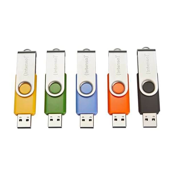 USB-minne - Intenso - Basic Line - 5-pack - 64 GB - USB 2.0 - Praktiska etiketter
