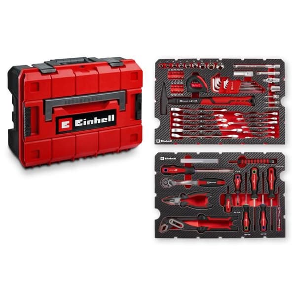 Einhell Set Verktygsväska 80 delar E-Case (väska med 80 högkvalitativa verktyg, stapelbar med Einhell E-Case-systemet)