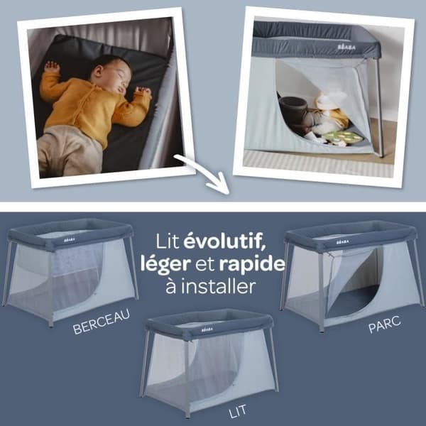 BEABA Eazy Sleep 3 in 1 resesäng - Mineralgrå